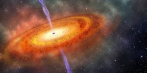 Ilustración de un agujero negro supermasivo. Crédito: NASA